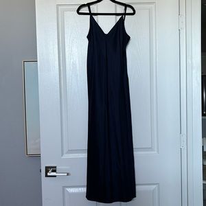 Quince 100% Washable Silk Slip Dress Navy